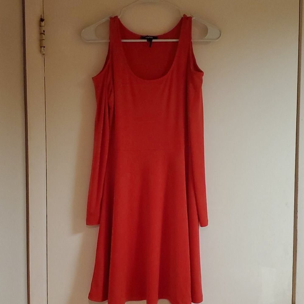 Roly poly cold shoulder skater dress.